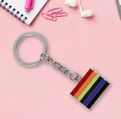 Colour Brust Ring Rainbow Finish Metal Keychain 