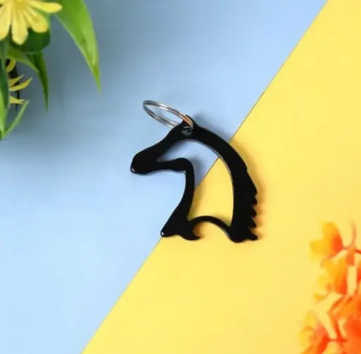 Iron Stallion Charm - Metal Horse Face Shaped Keychain 