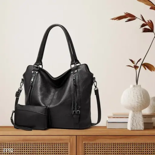  Pu Leather Handbag Ladies Bag with Small Wallet 
