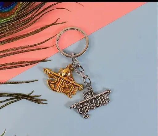 [RK - KC - 1] Radha Krishna Keychain - Divine Love And Eternal Harmony 